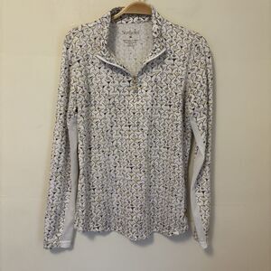 SanSoleil Womens UPF 50 Long Sleeve‎ Martini Print 1/4 Zip Pullover Shirt Medium